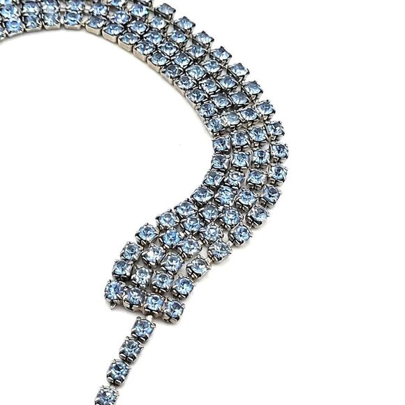 Pale Blue Crystal Choker Necklace 16in - Picture 1 of 6